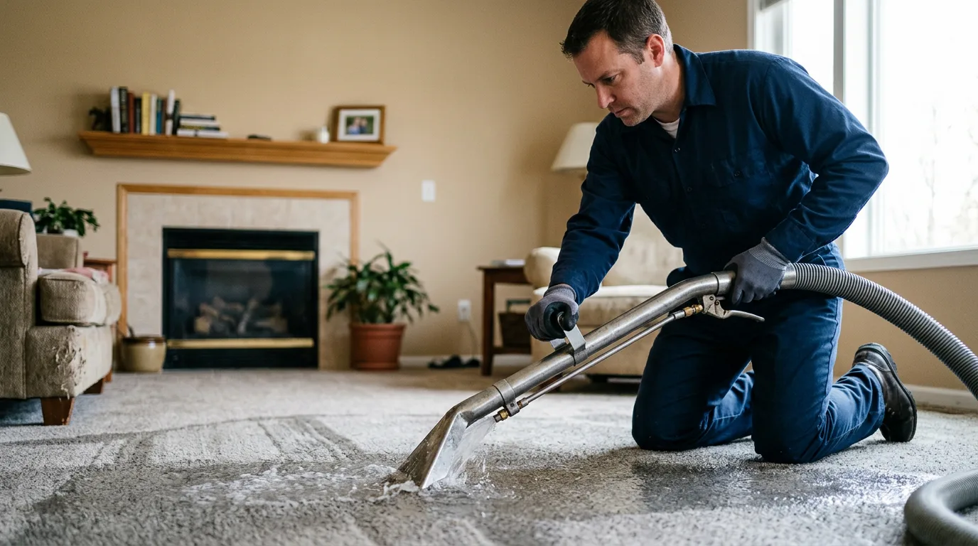 Water damage restoration technician working near Enfield, NC